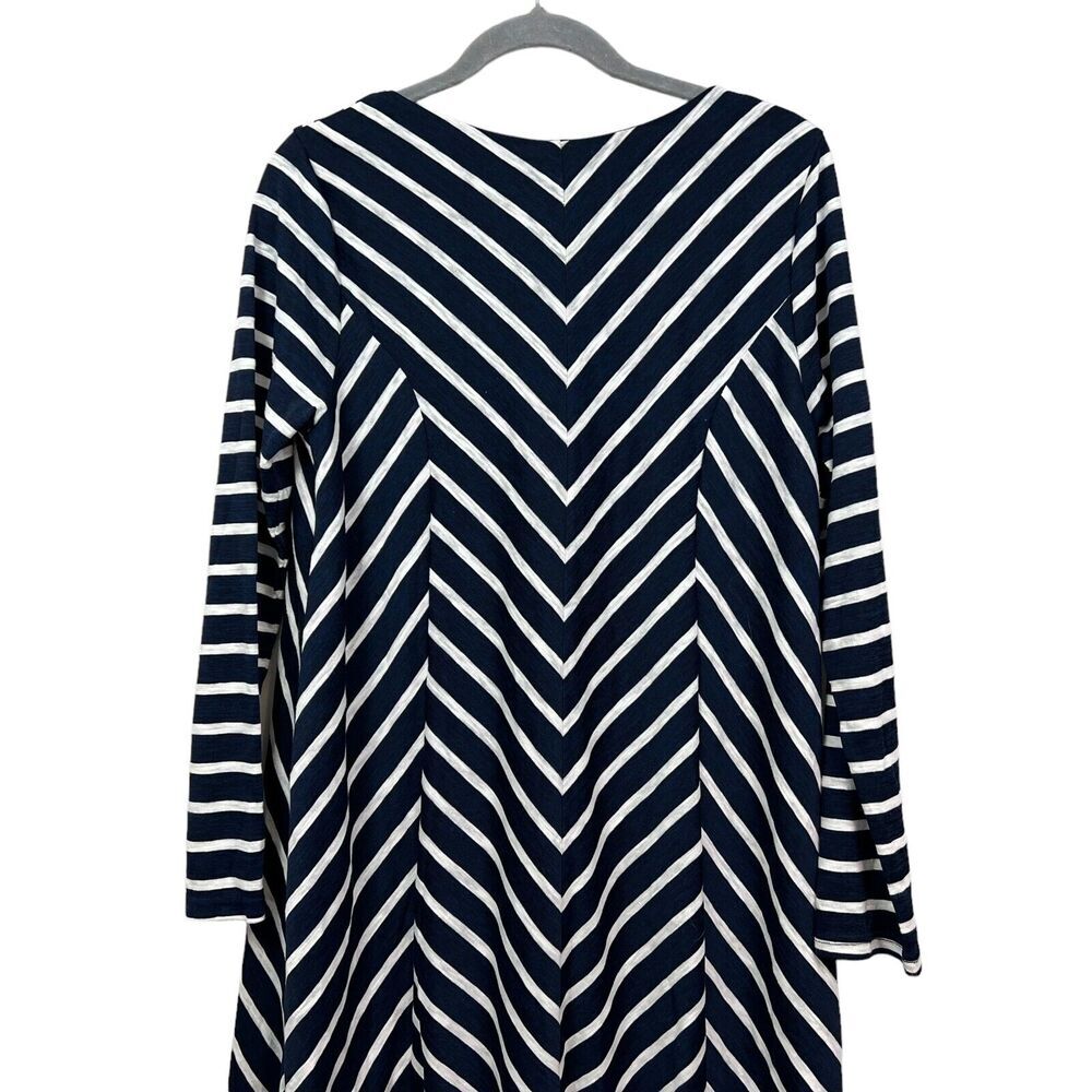 Crescent Womens Shift Dress Striped V Neck Lined Long Sleeves Blue White Size M* — image 5 of 5